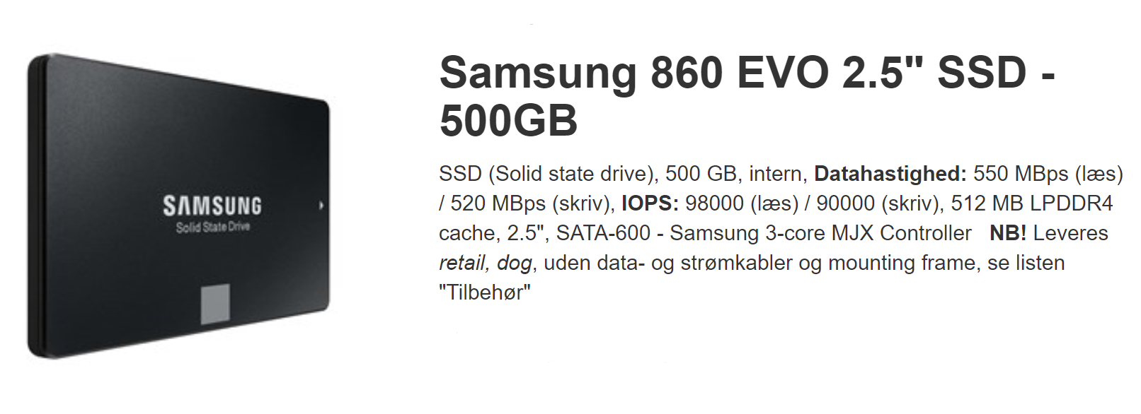 SSD fra købshjemmeside